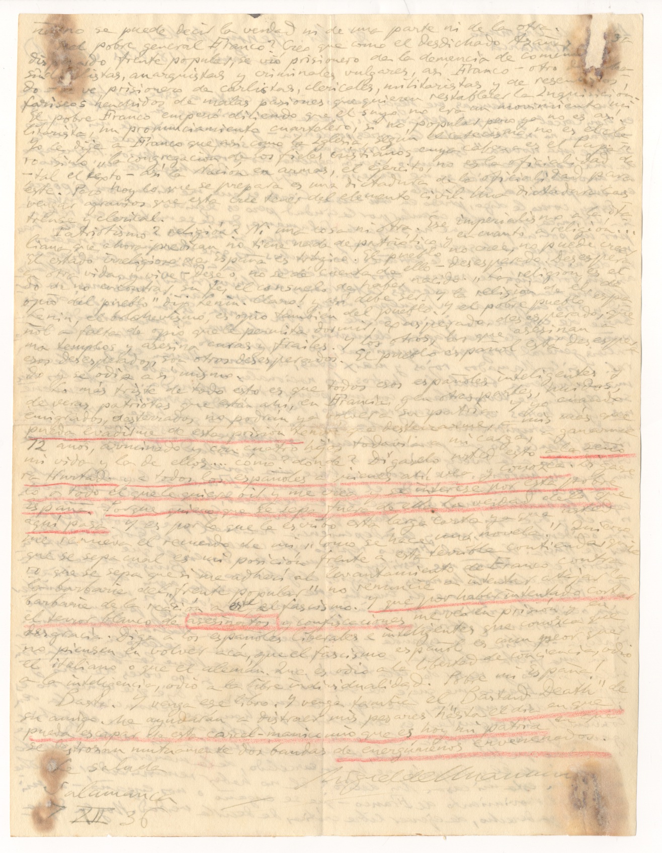 La Casa-Museo Unamuno recibe una carta inédita del exrector al novelista Henry Miller en la que refleja su temor a ser asesinado
