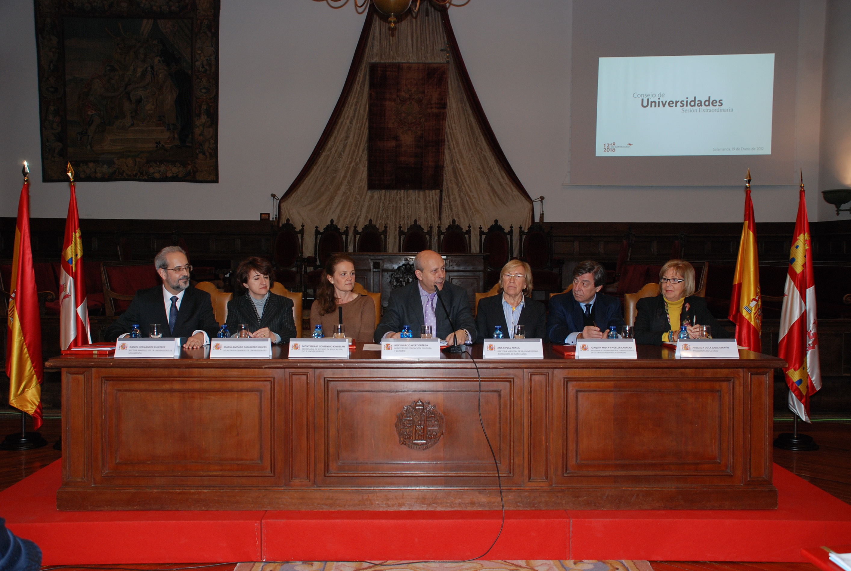 Pleno del Consejo de Universidades en la Universidad de Salamanca presidido ministro de Educación, José Ignacio Wert