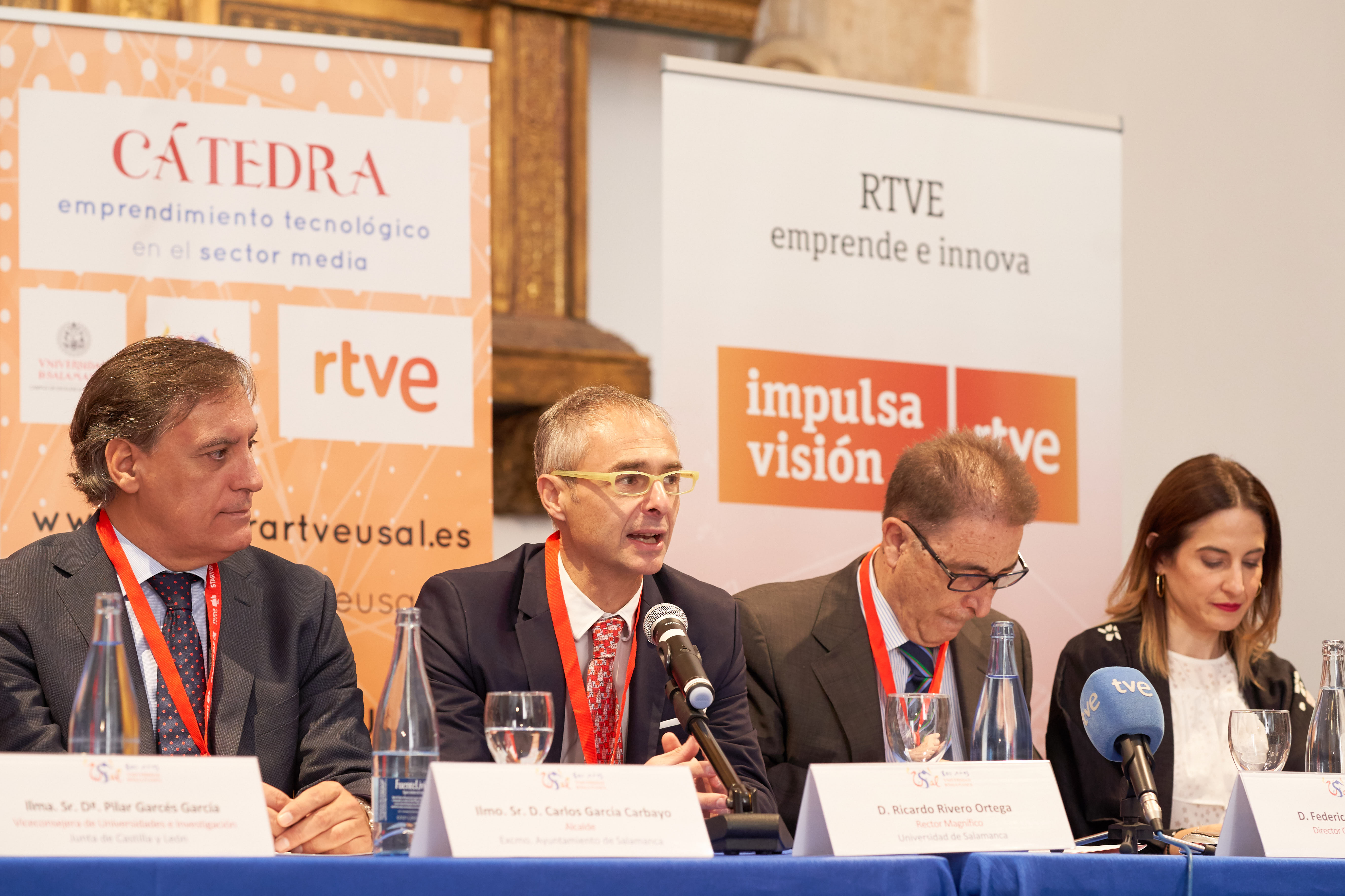 El rector y el director general Corporativo de RTVE refuerzan la colaboración en la apertura de la I Jornada de Innovación Tecnológica y Emprendimiento en el Sector Media