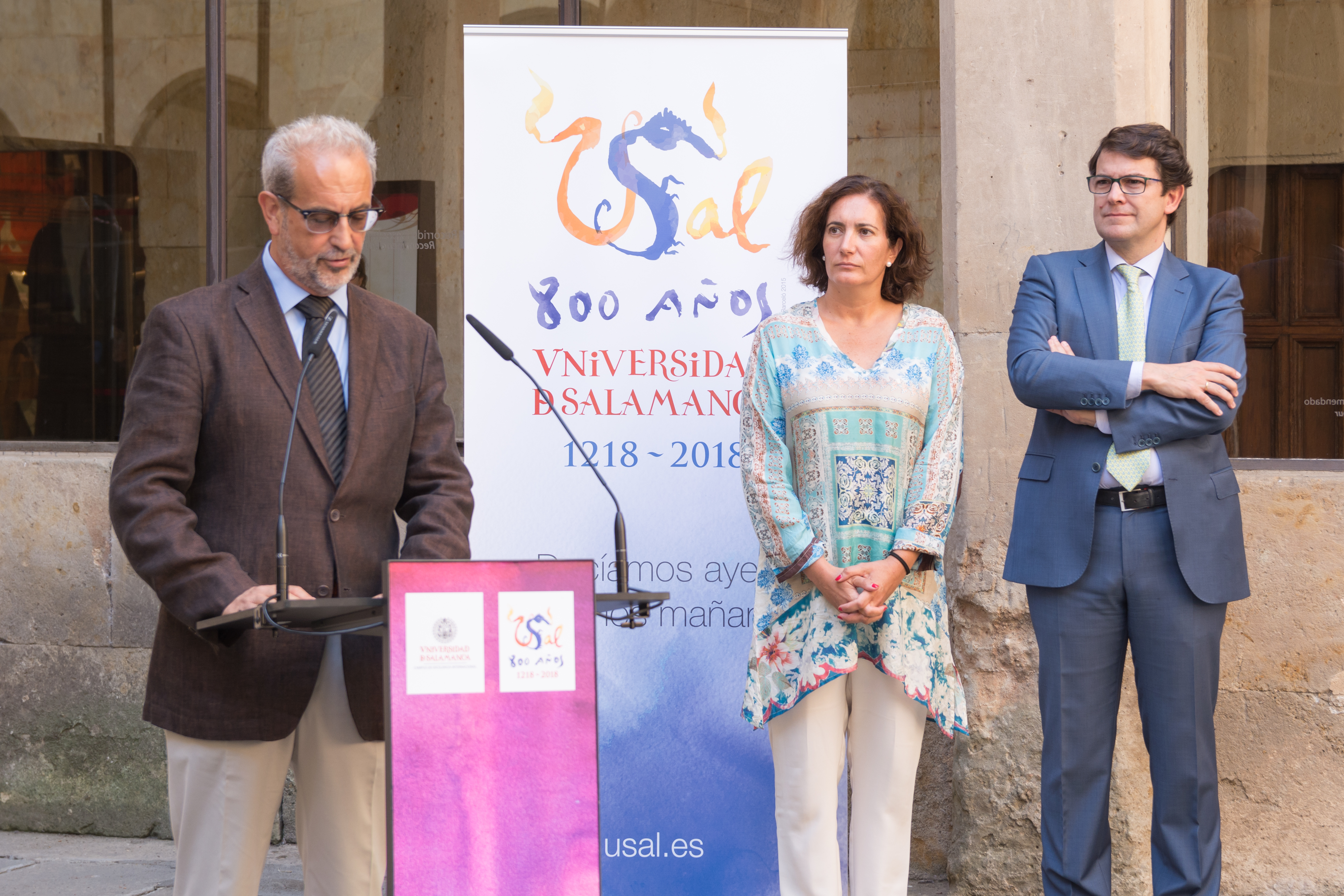 La consejera de Cultura y el rector de la Universidad de Salamanca presentan los trabajos de restauración de la Fachada Rica, enmarcados en las actuaciones del VIII Centenario de la USAL