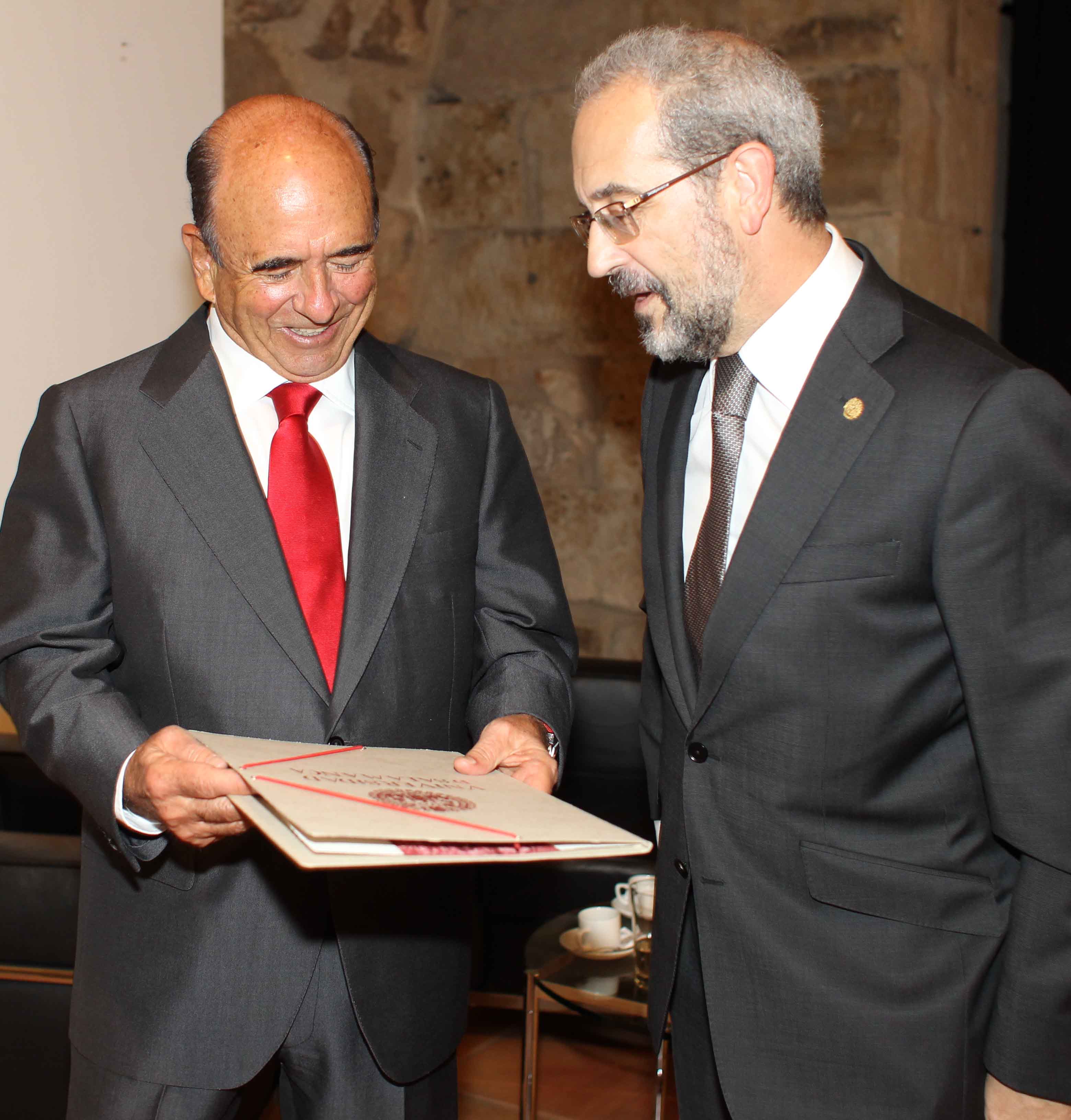 El rector con el presidente del Banco Santander
