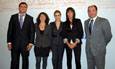 Miembros de la Cátedra de Emprendedores con la periodista Cristina Lasvignes y Camilo Abiétar, presidente nacional de la OPA