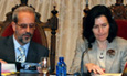 El rector, Daniel Hernández Ruipérez, y la ministra de Cultura, Ángeles González-Sinde